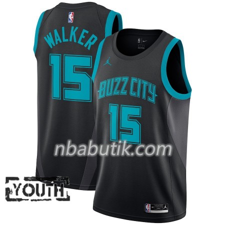 NBA Børn Trøje Charlotte Hornets Kemba Walker 15 2018-19 Jordan Brand City Edition Sort Swingman